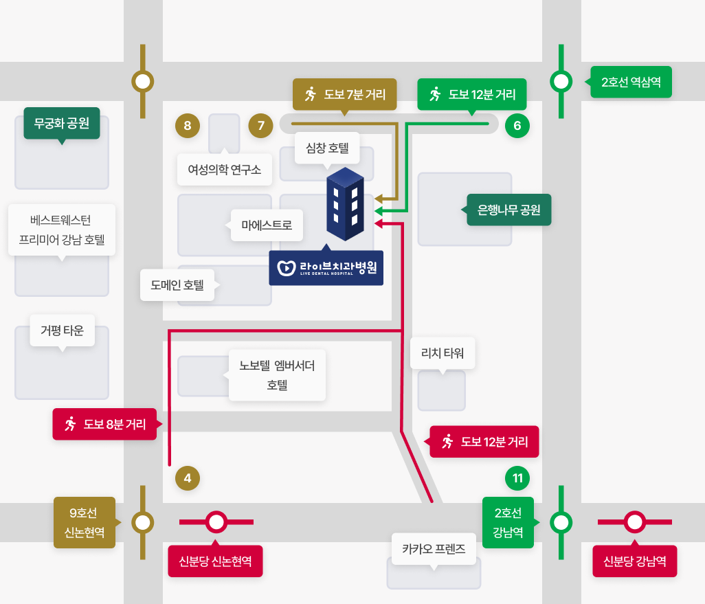 라이브치과병원 강남점 약도
